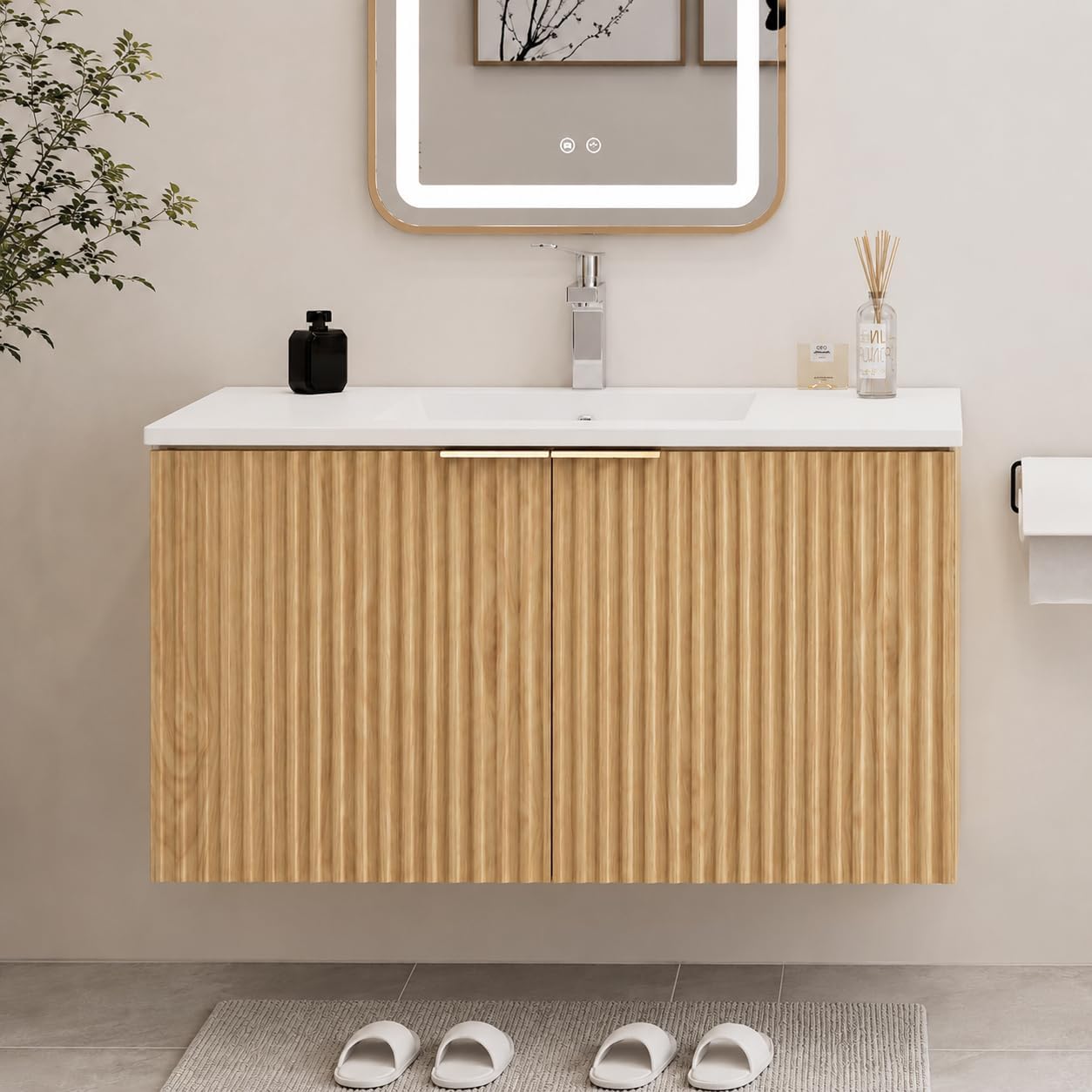 Furniture Hardware Fitting - Moderner schwebender Badezimmerschrank mit wellenförmigen, strukturierten
