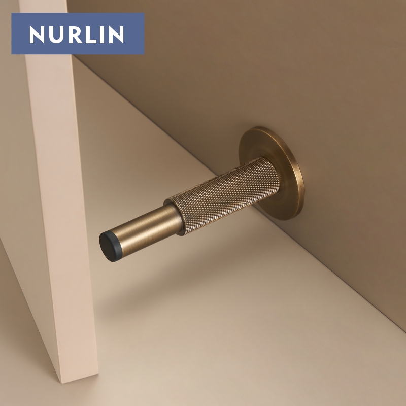Door Stopper Heavy - Nurlin Messing gerändelter Türstopper für Badezimmertür,