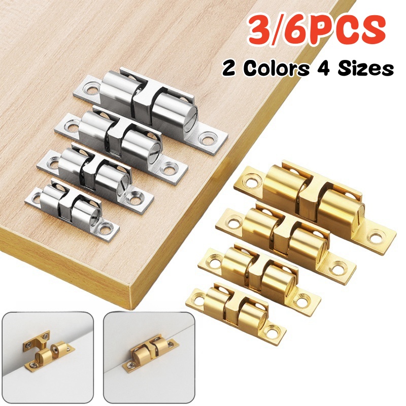 Furniture Hardware Supplies - 3/6 Stück Schranktür-Kugelschnäpper, Messing-Doppelrollen-Feder-Kugelschnäpper, Möbeltürschloss, verstellbarer
