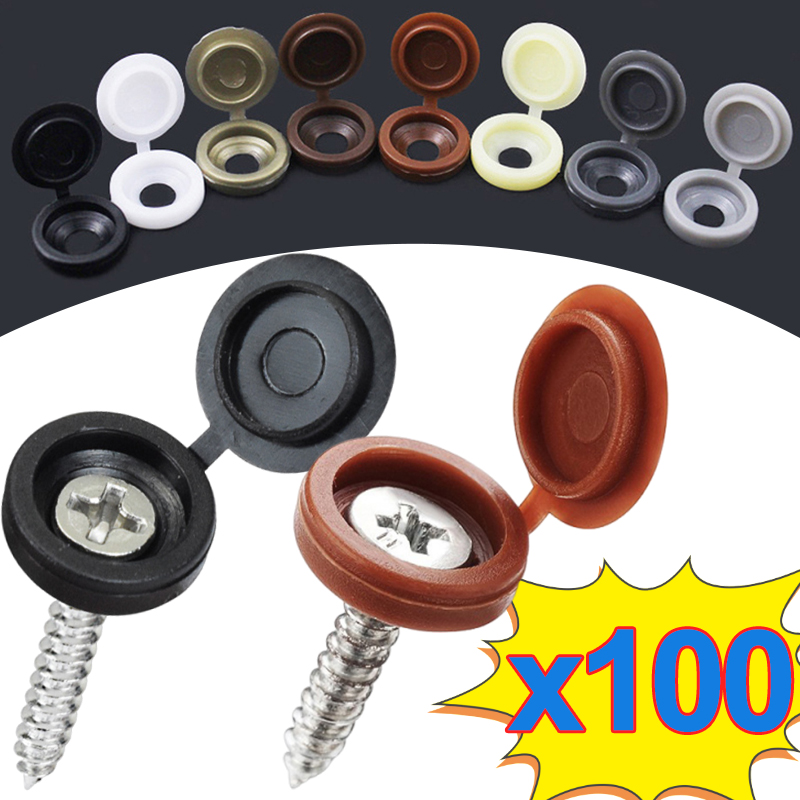 Furniture Hardware Screws - 10/500 Stück Schrauben-Dekorkappen, Kunststoff-Schutzabdeckungen in Schwarz