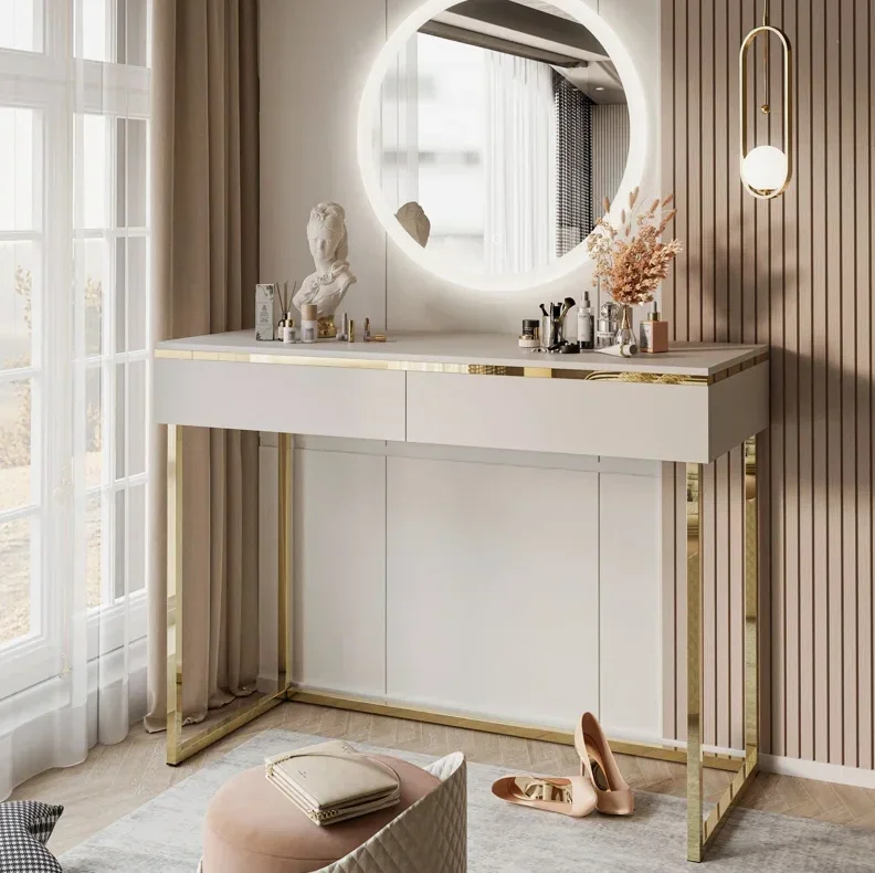 Z. A. Furniture - z Schlafzimmermöbel, Edelstahl, Gold-Stil, glänzend, Schminktisch,