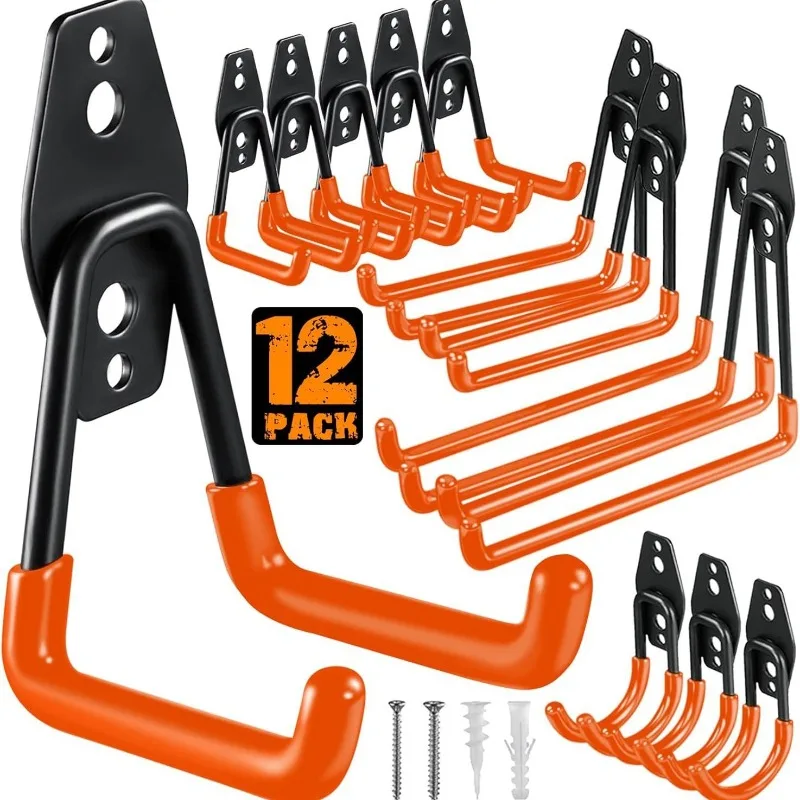 Door Stopper Heavy - 12-teiliges Set Garagen-Aufbewahrungshaken – Robuster Wandhalter-Organizer