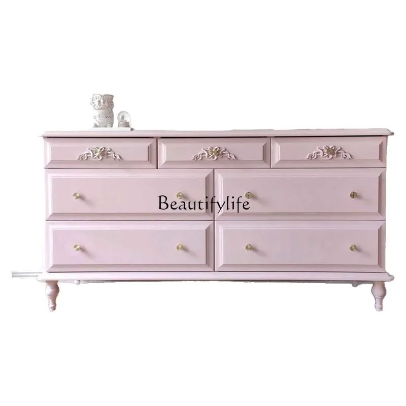Z. A. Furniture - Z.Massivholzschnitzerei, Blumenveranda, TV-Schrank, moderner, einfacher rosafarbener