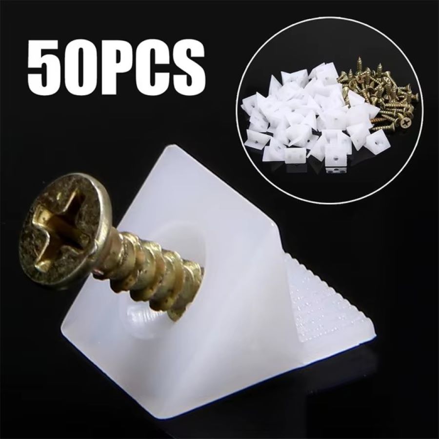 Furniture Hardware Screws - 50/100 Stück Möbel-Schubladenboden-Reparaturkeile Schubladenwinkel-Halterungen Befestigungselemente mit